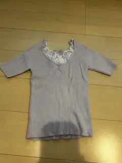 GRL rut458 前後2way花柄レースドッキングリブニットトップス