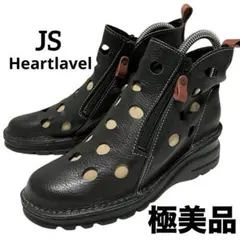 【未使用級】◾️JSハートレーベル◾️パンチングブーツ◾️ダブルジップ◾️厚底◾️ブラック