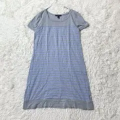 FOREVER21 ワンピース M ボーダー 半袖 グレー Aライン 綿100%