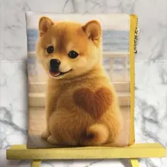 2770✨柴ちゃん　はーと✨赤　縦型　両面　フラットポーチ　ハンドメイド