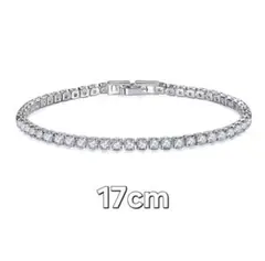 17cmテニスブレスレット モアサナイト シルバー ジルコニア CZダイヤモンド