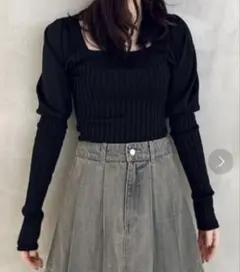 rienda リエンダラメパフスリーブニット