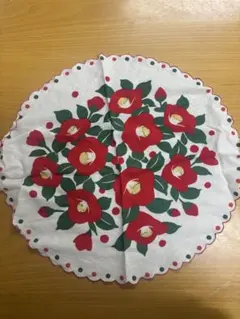 円形椿柄テーブルセンター