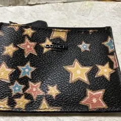 COACH コインケース 小銭入れ スター柄 ブラック