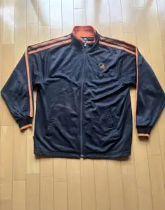 adidas トラックジャケット 黒オレンジ 3ライン Y2K