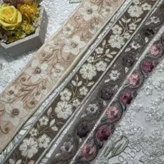 新入荷はインド刺繍リボン細各1.5m太各1m合計5メートル