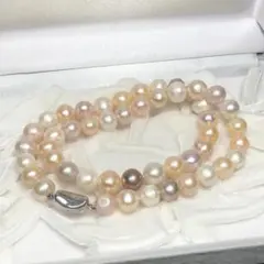 マルチカラー 8.8-9.9mm 49.0g 44cm 本真珠 パールネックレス