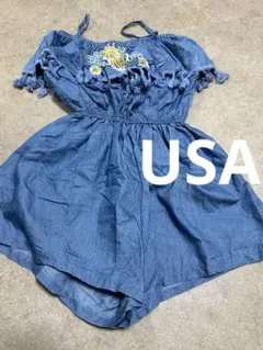 ドレスっぽいプレイスーツ オフショル デニム生地 084