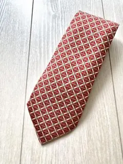 極美品　HERMES ネクタイ　ブランド　赤　金　エルメス　クラシック