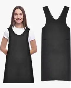 新品✨無地 エプロン 首かけ ブラック 黒 クロスタイプ カフェ 撥水のサムネイル