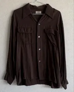 50s USA製 arrow レーヨン オープンカラー ギャバ シャツ L XL