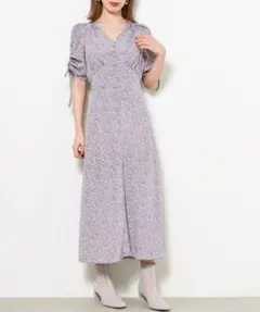 【最終値下げ】snidel フラワープリントワンピース ラベンダー0（S）サイズ