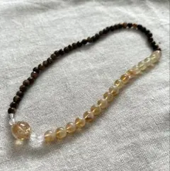 天然石 2連ブレスレット シトリン タイガーアイ