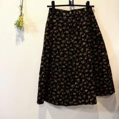 日本製　綿100% コーデュロイ　花柄　スカート　秋冬　森ガール