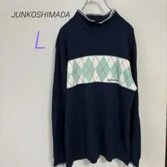 JUNKO SHIMADA ゴルフウエア　ネイビー アーガイル柄 長袖ポロシャツのサムネイル