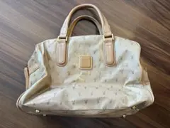 3F ビンテージ 昭和レトロ レザー ハンドバッグ 蝶 ゴールド柄 レトロ 