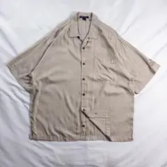 ビンテージ古着 90s 開襟 企業 ロゴ 刺繍 立体 ハワイアン 総柄シャツ