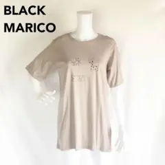 BLACK MARICO 綿100%プリントカットソー　ロングTシャツ