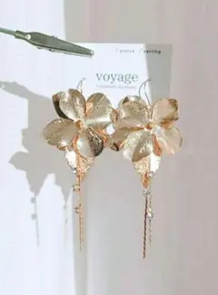 【再販】ゴールド フラワー ピアス イヤリング ブライダル 結婚式 ハンドメイド