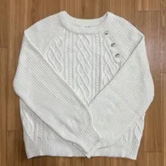 Honeys 金釦付ケーブル編みニット