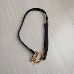 ブラックレザー ゴールドチェーン ストラップ　鞄　ベルト　黒