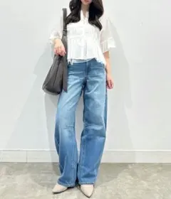 GU☆大人気 バレルレッグデニムパンツ☆M