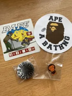 エイプBAPEステッカー缶バッジピンバッジセット apeマイロ