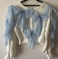 リボン付きホワイトスウェット M