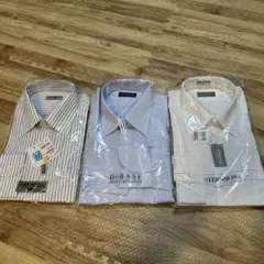 長袖シャツ3枚セット ストライプ・青・白　42-80