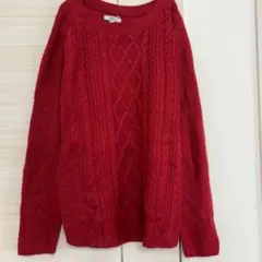 Croft & Barrow ケーブルニット レッド L クロフトアンドバロー