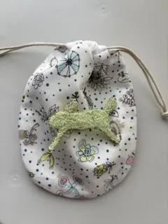 ミナペルホネン ハンドメイド ブローチ 巾着袋 ランランラン カラフル