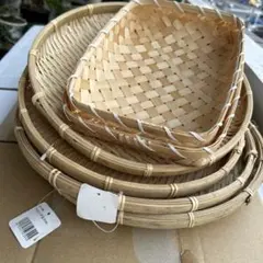 竹ヒゴ平皿 30cm 角バスケット 2つ