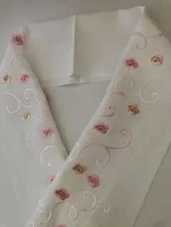 新品◆加藤萬謹製 正絹　刺繍半衿　華縫