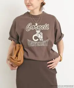 ドゥーズィエムクラス購入★カレッジロゴ 半袖Tシャツ ブラウンのサムネイル