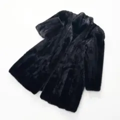 サガロイヤル ミンク ファーコート ブラック 艶◎ 着丈84 本毛皮　L相当