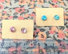 天然石のピアス　ハウライトトルコ　トルマリン