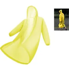 レインコート 黄色 ロング丈 薄手 携帯用 半透明 男女兼用 雨具 フリー