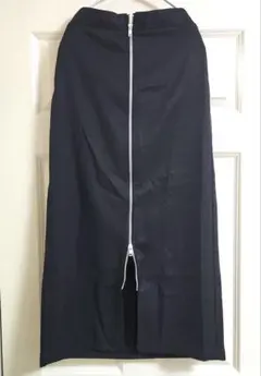 フロントジップ ロング　タイトスカート ブラック