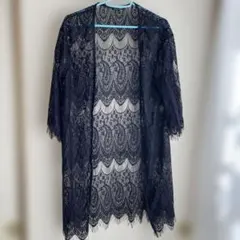 ☆黒レース カーディガン 五分袖☆大きいサイズ　美品