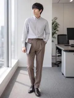 ビームス スラックスパンツ S ウール混 メンズ ハイウエスト タック入り 通勤