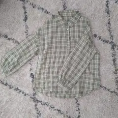 古着 袖フリルチェックシャツ