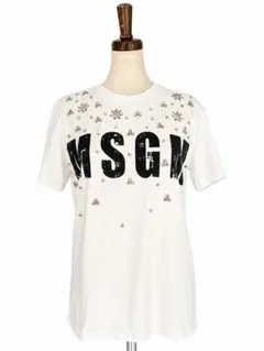 MSGM ビジュー装飾 ロゴTシャツ ホワイトのサムネイル