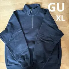 GU ハーフジップ 裏起毛トレーナー 黒 XL