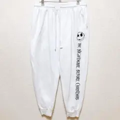 ディズニー 柄 スウェットパンツ 裾リブ XL 白 コットン混 ゆったりのサムネイル