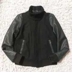 袖ラムレザー切替✨DOMENICO+SAVIO スタジャン ブラック