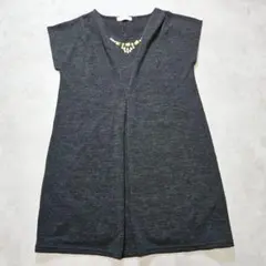 セオリア ニットチュニック フレンチスリーブ ビジュー M グレー 1395Hのサムネイル