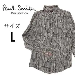 ポールスミスコレクション 総柄シャツ ドレスシャツ 木目柄 メンズL