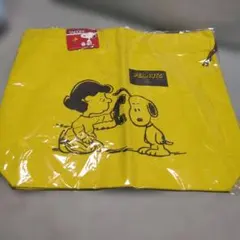 スヌーピー 巾着コットントート からし色
