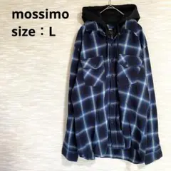 モッシモ mossimo オンブレチェック フードネルシャツ【L】1295