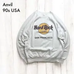90s ANVIL USA製 HARD ROCK プリント スウェット (L)のサムネイル